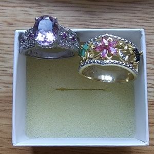 2 Rings with Semi Precious/ Precious Stones
